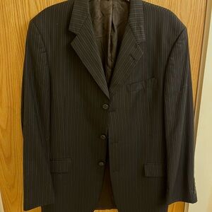 Kenneth Cole Black Pinstripe Men's 3 Buttons Suit Jacket